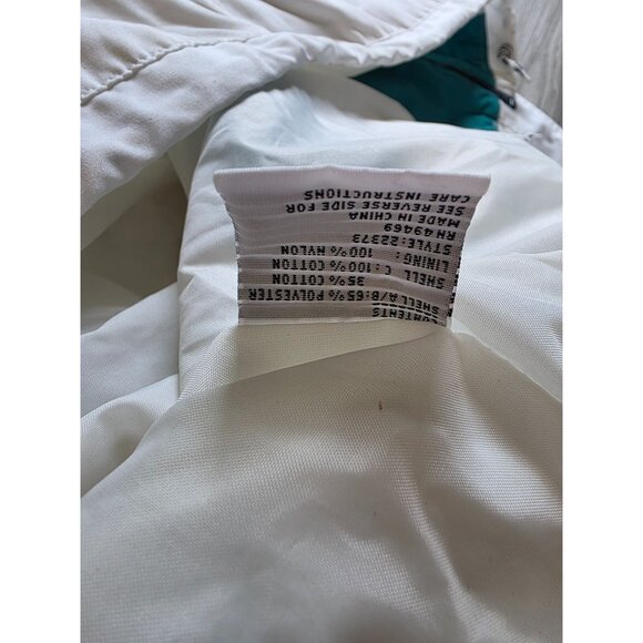 Mulberry Street Womens 2X White Hooded Jacket With Teal Accents & Zip Pockets - Picture 9 of 12